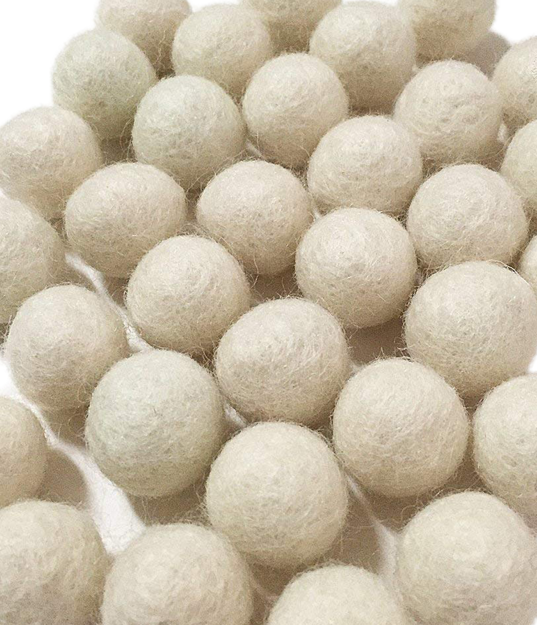 Yarn Place Felt Balls - 100 Pure Wool Beads 30mm White W1